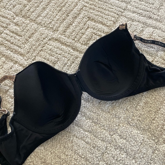 Cacique Lightly Lined Tee Shirt Bra Black Tan 44C Underwire - Picture 5 of 5